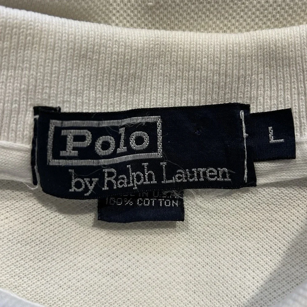 VINTAGE Ralph‎ Lauren Polo Golf Shirt Mens Large White Club Shield 90s